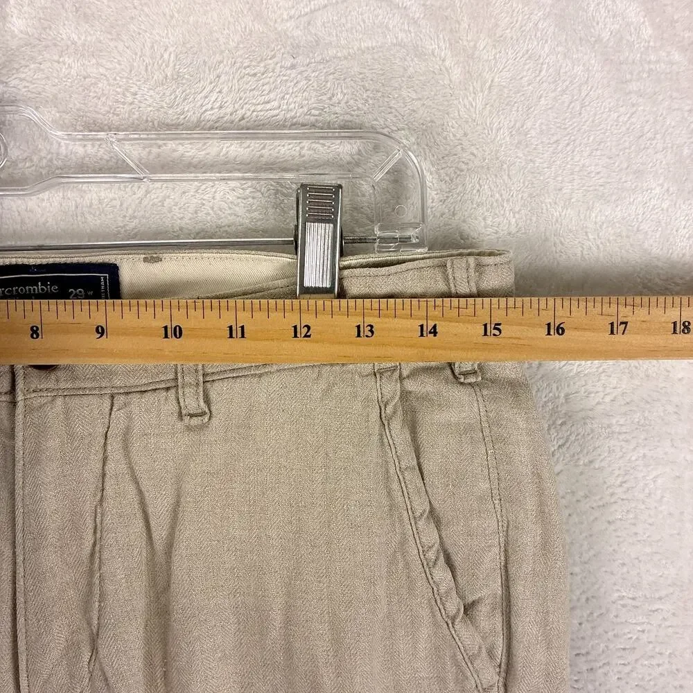 Abercrombie & Fitch Pants Men Size 29x32 (30x32) Beige Langdon Skinny 100% Linen